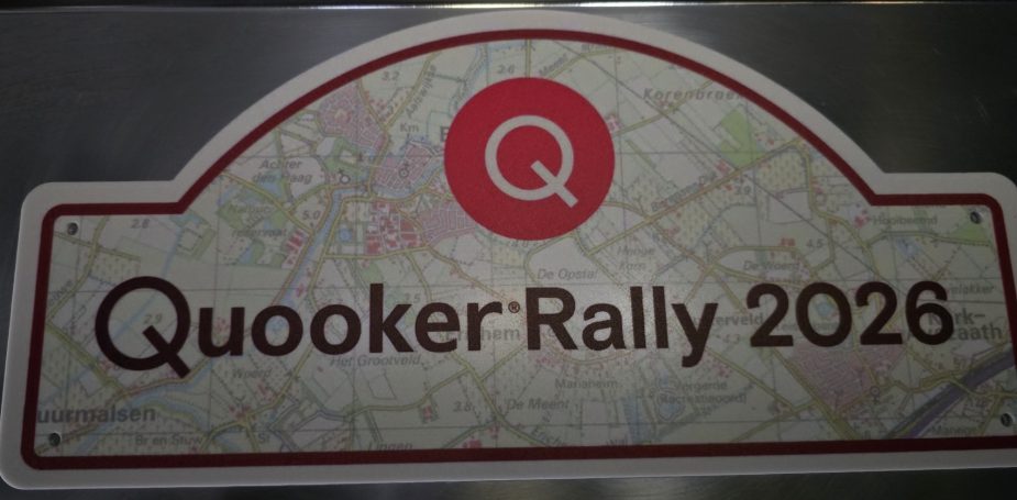 Logo van de Quooker Rally 2026 met een kaartachtergrond.